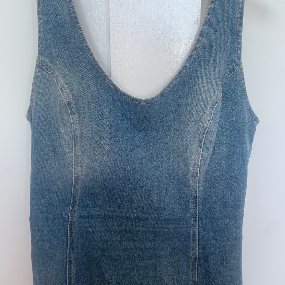 Guess sleeveless, distressed, denim mini
